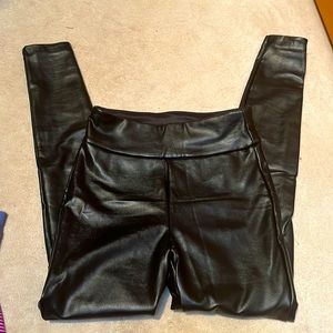 Leather pants with fleece like material on the inside